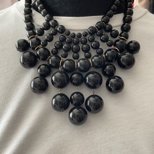 Black bead statement necklace